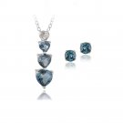 Sterling Silver 2.25ct London Blue Topaz & Diamond Heart Necklace & Earrings Set S11635LBT