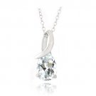 Sterling Silver 2.25ct White Topaz Teardrop Curve Necklace P13370WT