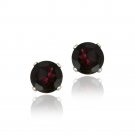 Sterling Silver 2.2ct Garnet Stud Earrings, 6mm E12011G