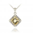 Sterling Silver 2.35ct Citrine & Diamond Accent Diamond Shape Necklace P12361C