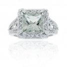 Sterling Silver 2.35ct Green Amethyst and CZ Square Ring Size 7 R11097GA-7