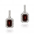Sterling Silver 2.4ct Garnet & Diamond Accent Dangle Earrings E12285G