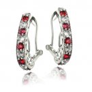 Sterling Silver 2.5ct Created Ruby & White Sapphire Oval Clutchless Earrings H13544R1
