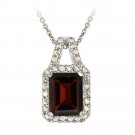 Sterling Silver 2.5ct Garnet and Diamond Accent Necklace P12285G