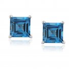 Sterling Silver 2.6ct London Blue Topaz Square Stud Earrings, 6mm E10096LBT