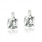 Sterling Silver 2.6ct White Topaz Cushion Cut Curve Stud Earrings E13369WT