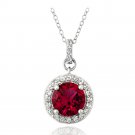 Sterling Silver 2.75ct Created Ruby & White Sapphire Round Necklace P13659R1
