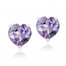 Sterling Silver 2.8ct Amethyst Heart Stud Earrings, 7mm E13148A