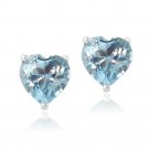 Sterling Silver 2.8ct Blue Topaz Heart Stud Earrings, 7mm E13148BT
