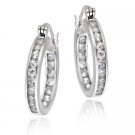 Sterling Silver 20mm Channel Set CZ Hoop Earrings H10885
