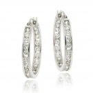 Sterling Silver 20mm Channel Set CZ Hoop Earrings H10888