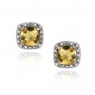 Sterling Silver 2ct Cushion-cut Citrine Stud Earrings E12286C