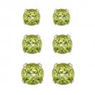 Sterling Silver 2ct Peridot 3mm, 4mm, 5mm Stud Earrings Set S12270PD