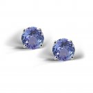 Sterling Silver 2ct Simulated Tanzanite Stud Earrings, 6mm E11524TZ