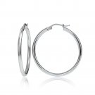 Sterling Silver 2mm High Polished Round Hoop Earrings, 25mm H14240-25