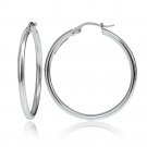 Sterling Silver 2mm High Polished Round Hoop Earrings, 40mm H14240-40