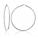 Sterling Silver 2mm High Polished Round Hoop Earrings, 60mm H14240-60