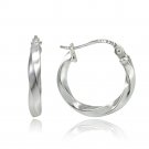Sterling Silver 2mm Twist Round Hoop Earrings, 15mm H14254-15