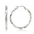 Sterling Silver 2mm Twist Round Hoop Earrings, 30mm H14254-30