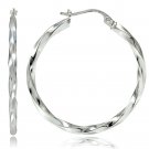 Sterling Silver 2mm Twist Round Hoop Earrings, 60mm H14254-60