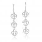 Sterling Silver 3 Filigree Hearts Dangle Earrings E9069