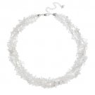 Sterling Silver 3 Strand Crystal Chip & Bead Necklace N11315CRY