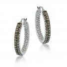 Sterling Silver 3-4 ct. TDW Champagne Diamond Two Row Hoop Earrings E10958M6