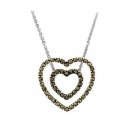 Sterling Silver 3-in-1 Marcasite Open Heart Pendant P10673