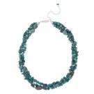 Sterling Silver 3-Strand Created Turquoise Chip & Bead Necklace N12195TQ5