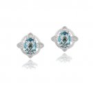 Sterling Silver 3.25ct London Blue & White Topaz Oval Petals Stud Earrings E13559M