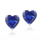 Sterling Silver 3.2ct Created Sapphire Heart Stud Earrings, 7mm E13148B2