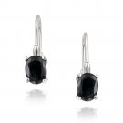 Sterling Silver 3.2ct Sapphire Oval Leverback Earrings E8601S