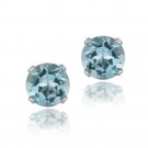 Sterling Silver 3.2ct Swiss Blue Topaz Stud Earrings, 7mm E12012SBT