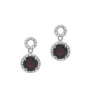 Sterling Silver 3.3 CT. Garnet and CZ Circle Dangle Earrings E11091G