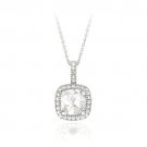 Sterling Silver 3.35ct White Topaz & Diamond Accent Square Necklace P11678WT