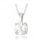 Sterling Silver 3.35ct White Topaz Cushion Cut Curve Necklace P13369WT