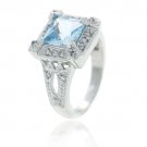 Sterling Silver 3.35ct. TGW Blue Topaz and CZ Square Ring R11097BT-9