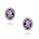 Sterling Silver 3.3ct Amethyst & Diamond Accent Oval Earrings E12554A