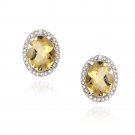 Sterling Silver 3.3ct Citrine & Diamond Accent Oval Earrings E12554C
