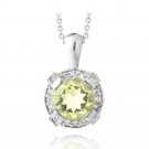 Sterling Silver 3.4ct TGW Lime Quartz & White Topaz Round Necklace Round Necklace P12978LIQ