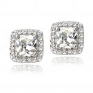Sterling Silver 3.5ct Created White Sapphire Square Cushion-Cut Stud Earrings E13574CWS