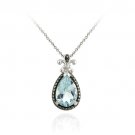 Sterling Silver 3.7ct. TGW Blue Topaz and Black Diamond Accent Pear Shaped Pendant P11280BT