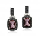 Sterling Silver 3.8ct Garnet & Black Diamond Accent Rectangle Dangle Earrings E13503G