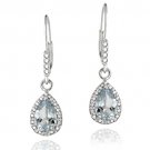 Sterling Silver 3ct Blue Topaz & Diamond Accent Teardrop Leverback Earrings E13032BT
