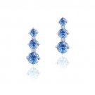 Sterling Silver 3ct Created Blue Sapphire Three Stone Dangle Earrings E13027BL