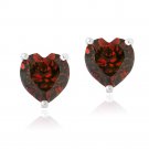 Sterling Silver 3ct Created Ruby Heart Stud Earrings, 7mm E13148R1