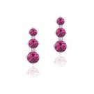 Sterling Silver 3ct Created Ruby Three Stone Dangle Earrings E13027LRU