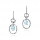 Sterling Silver 3ct Swiss Blue Topaz & Diamond Accent Oval & Round Dangle Earrings E13058SBT