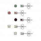 Sterling Silver 3mm Round Genuine Ruby, Emerald, Sapphire, Opal, Pearl Stud Earring Set S10514