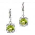 Sterling Silver 4 CT. Peridot and CZ Dangle Earrings E11090PD